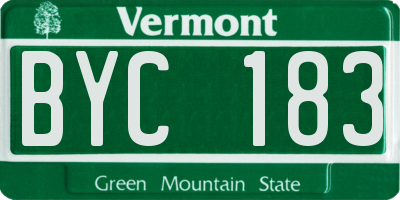 VT license plate BYC183