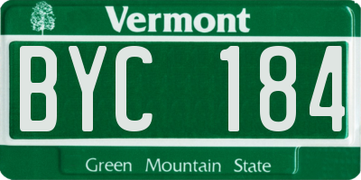 VT license plate BYC184