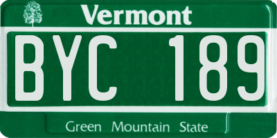 VT license plate BYC189