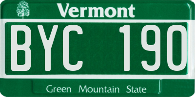 VT license plate BYC190