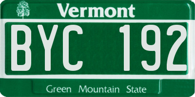 VT license plate BYC192