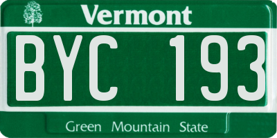 VT license plate BYC193