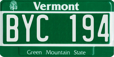 VT license plate BYC194