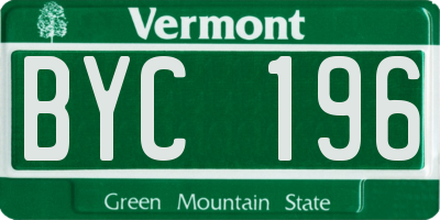 VT license plate BYC196
