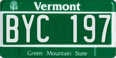VT license plate BYC197