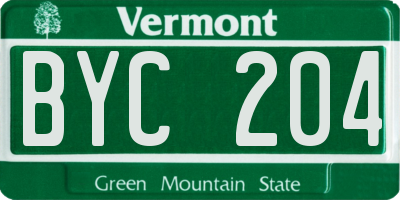 VT license plate BYC204