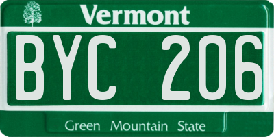 VT license plate BYC206