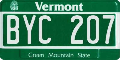 VT license plate BYC207
