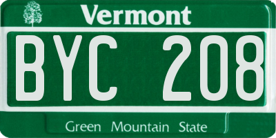 VT license plate BYC208