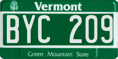 VT license plate BYC209