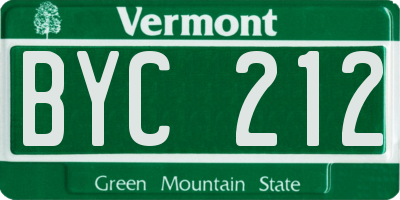 VT license plate BYC212