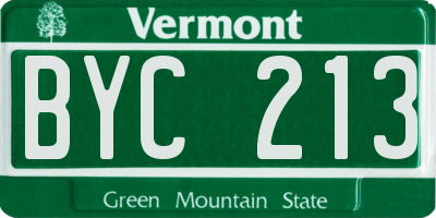VT license plate BYC213