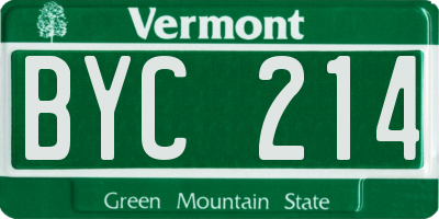 VT license plate BYC214