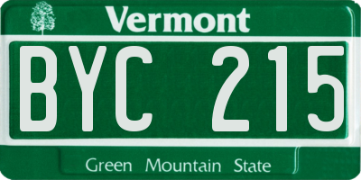VT license plate BYC215