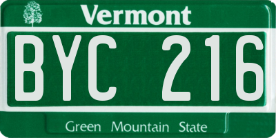 VT license plate BYC216