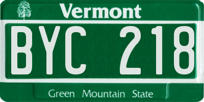 VT license plate BYC218