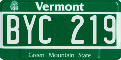 VT license plate BYC219