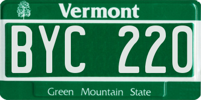 VT license plate BYC220