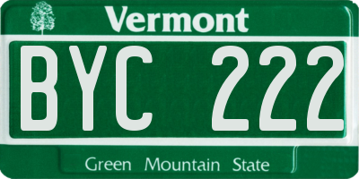 VT license plate BYC222