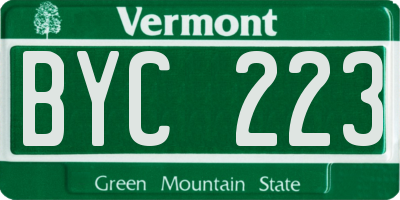 VT license plate BYC223
