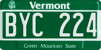 VT license plate BYC224