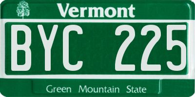 VT license plate BYC225