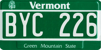 VT license plate BYC226