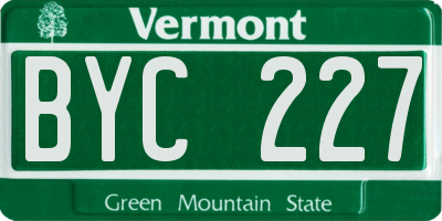 VT license plate BYC227