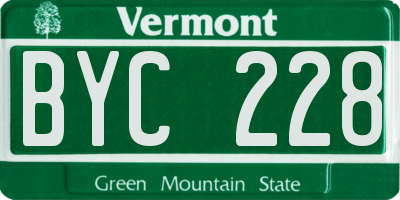 VT license plate BYC228