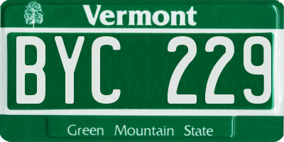 VT license plate BYC229