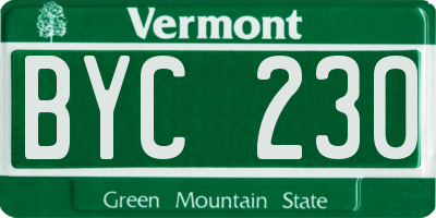 VT license plate BYC230