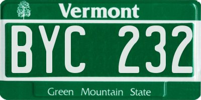 VT license plate BYC232