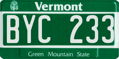 VT license plate BYC233