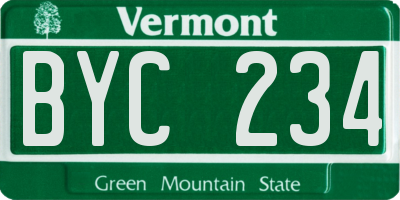 VT license plate BYC234