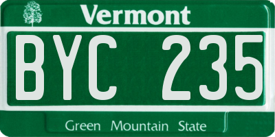 VT license plate BYC235