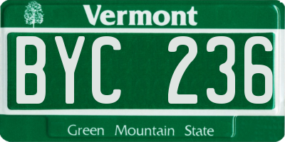 VT license plate BYC236