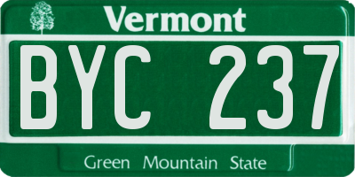 VT license plate BYC237