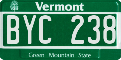 VT license plate BYC238