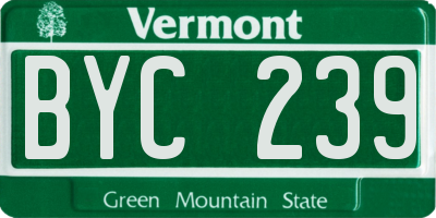 VT license plate BYC239