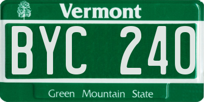 VT license plate BYC240