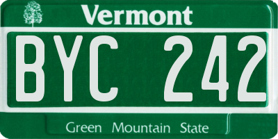 VT license plate BYC242