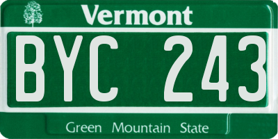 VT license plate BYC243