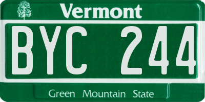 VT license plate BYC244