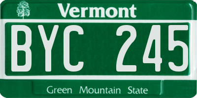 VT license plate BYC245