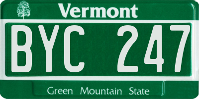 VT license plate BYC247
