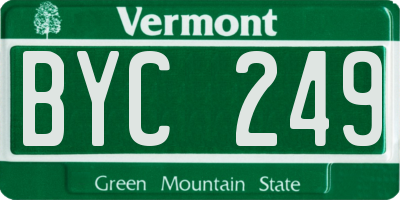 VT license plate BYC249