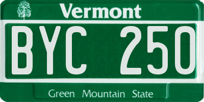 VT license plate BYC250