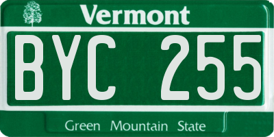 VT license plate BYC255