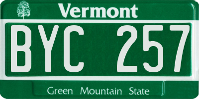 VT license plate BYC257