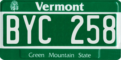 VT license plate BYC258